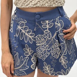 Embroidered Shorts with Elastic Back Band