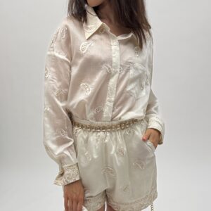 Embroidered Two-Piece Beige Ensemble