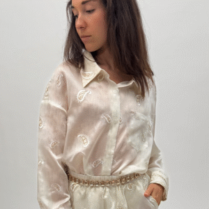 Long Embroidered Sheer Shirt