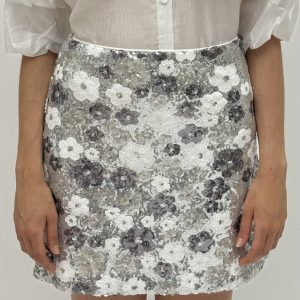 Mini skirt with sparkling floral sequins