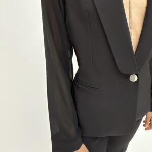 Lightweight suit with sheer sleeves