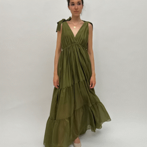 Blush Tie-Shoulder Tiered Maxi Dress