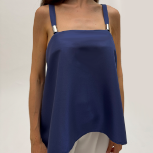 Backless Satin Top with Metal Strap Details