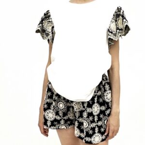 White Top with Embroidered Sleeves