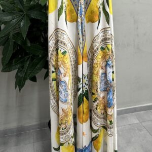 Bright lemon patterned summer dress