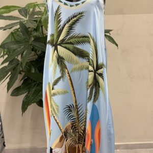 Maxi summer dress palm motive